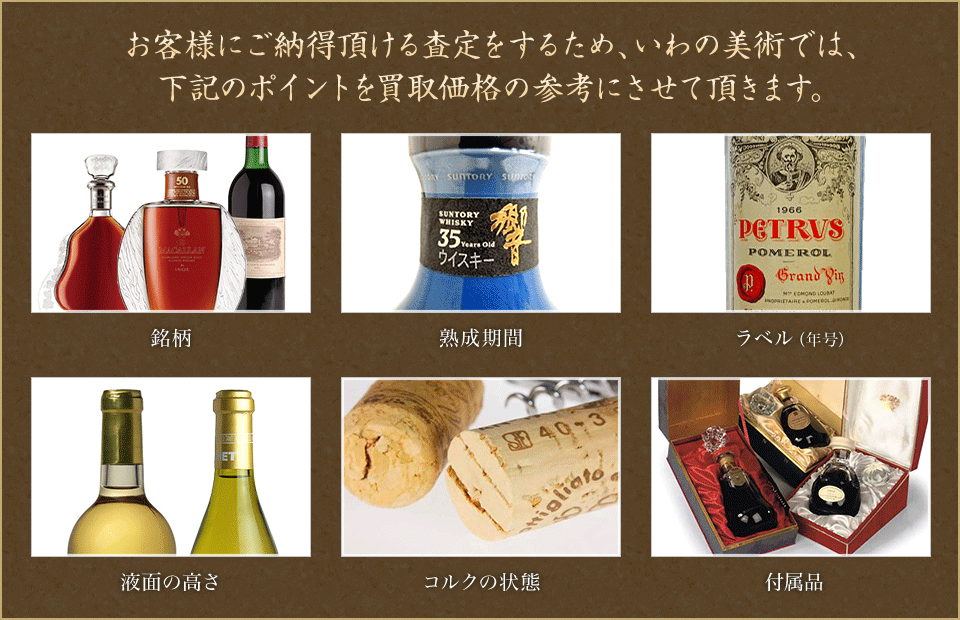 お客様にご納得頂ける査定をするため、いわの美術では、下記のポイントを買取価格の参考にさせて頂きます。