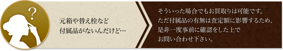元箱や替え栓など付属品がないんだけど…