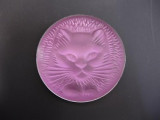 ラリック ブローチ 猫 ピンク LALIQUE