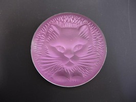 ラリック ブローチ 猫 ピンク LALIQUE